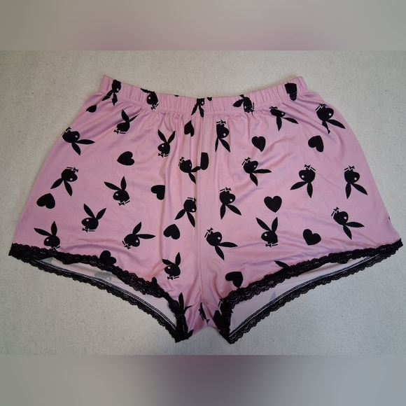 PLAYBOY Other - PLAYBOY Pink Shorts with Black Bunny Pattern